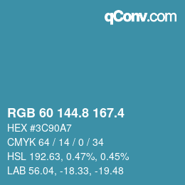 カラーコード: RGB 60 144.8 167.4 | qconv.com