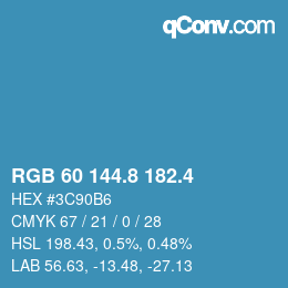 カラーコード: RGB 60 144.8 182.4 | qconv.com