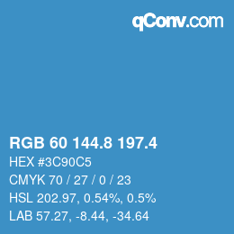 カラーコード: RGB 60 144.8 197.4 | qconv.com