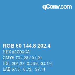 カラーコード: RGB 60 144.8 202.4 | qconv.com