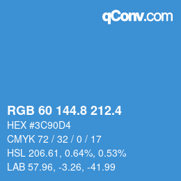 カラーコード: RGB 60 144.8 212.4 | qconv.com