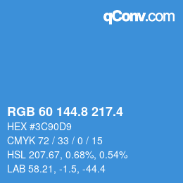 カラーコード: RGB 60 144.8 217.4 | qconv.com