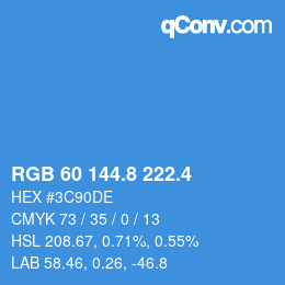 カラーコード: RGB 60 144.8 222.4 | qconv.com