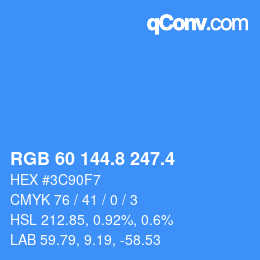 カラーコード: RGB 60 144.8 247.4 | qconv.com