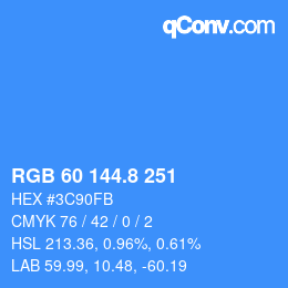 カラーコード: RGB 60 144.8 251 | qconv.com