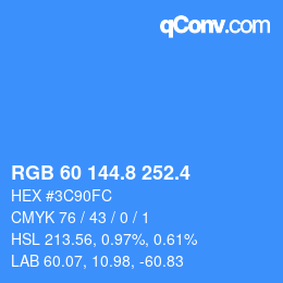 カラーコード: RGB 60 144.8 252.4 | qconv.com