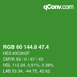 カラーコード: RGB 60 144.8 47.4 | qconv.com