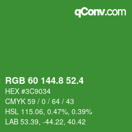 カラーコード: RGB 60 144.8 52.4 | qconv.com