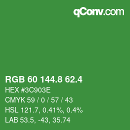 カラーコード: RGB 60 144.8 62.4 | qconv.com