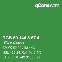 カラーコード: RGB 60 144.8 67.4 | qconv.com