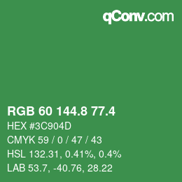 カラーコード: RGB 60 144.8 77.4 | qconv.com