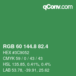 カラーコード: RGB 60 144.8 82.4 | qconv.com