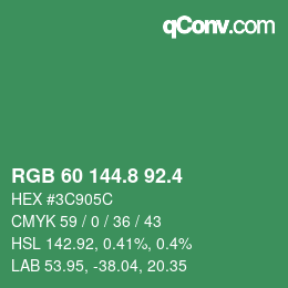 カラーコード: RGB 60 144.8 92.4 | qconv.com
