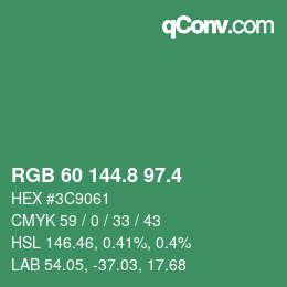 カラーコード: RGB 60 144.8 97.4 | qconv.com
