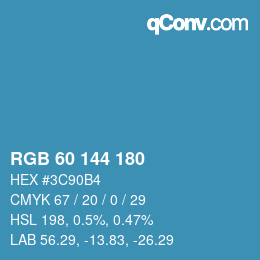 颜色代码: RGB 60 144 180 | qconv.com