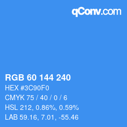 カラーコード: RGB 60 144 240 | qconv.com