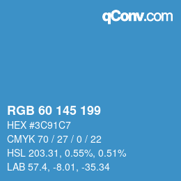Color code: RGB 60 145 199 | qconv.com