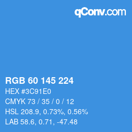 カラーコード: RGB 60 145 224 | qconv.com