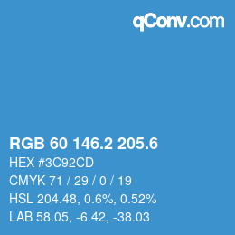 カラーコード: RGB 60 146.2 205.6 | qconv.com