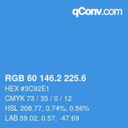 カラーコード: RGB 60 146.2 225.6 | qconv.com
