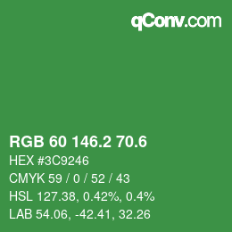 カラーコード: RGB 60 146.2 70.6 | qconv.com