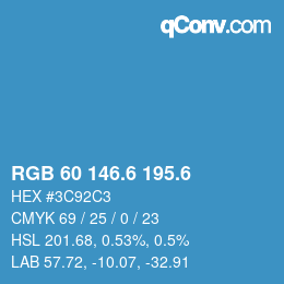カラーコード: RGB 60 146.6 195.6 | qconv.com