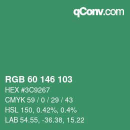 カラーコード: RGB 60 146 103 | qconv.com