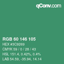 カラーコード: RGB 60 146 105 | qconv.com