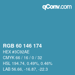 Color code: RGB 60 146 174 | qconv.com