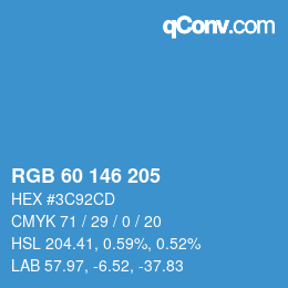 颜色代码: RGB 60 146 205 | qconv.com