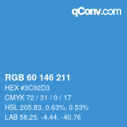 Farbcode: RGB 60 146 211 | qconv.com