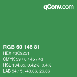 カラーコード: RGB 60 146 81 | qconv.com