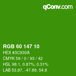 Color code: RGB 60 147 10 | qconv.com