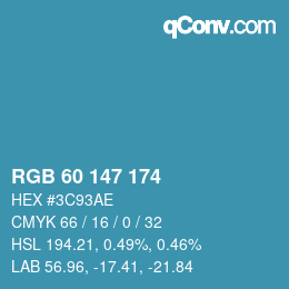 Color code: RGB 60 147 174 | qconv.com