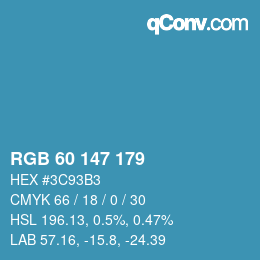 Color code: RGB 60 147 179 | qconv.com
