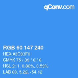 カラーコード: RGB 60 147 240 | qconv.com