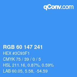 Color code: RGB 60 147 241 | qconv.com