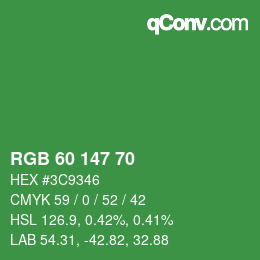 Color code: RGB 60 147 70 | qconv.com