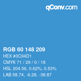 カラーコード: RGB 60 148 209 | qconv.com