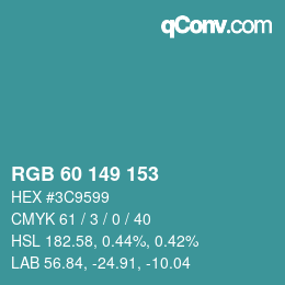 Color code: RGB 60 149 153 | qconv.com