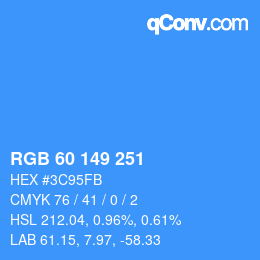 颜色代码: RGB 60 149 251 | qconv.com