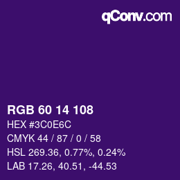 カラーコード: RGB 60 14 108 | qconv.com