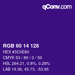 カラーコード: RGB 60 14 128 | qconv.com