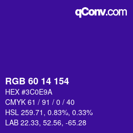 颜色代码: RGB 60 14 154 | qconv.com