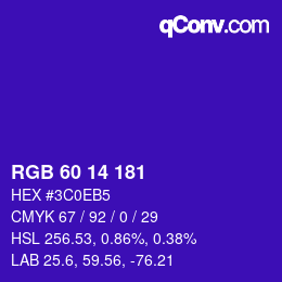 カラーコード: RGB 60 14 181 | qconv.com