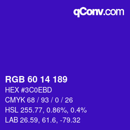 カラーコード: RGB 60 14 189 | qconv.com