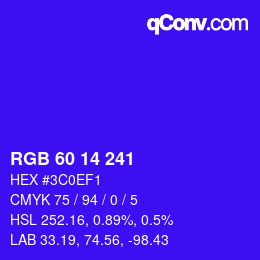 颜色代码: RGB 60 14 241 | qconv.com