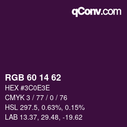 カラーコード: RGB 60 14 62 | qconv.com