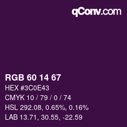 Color code: RGB 60 14 67 | qconv.com