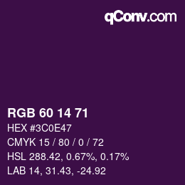 Color code: RGB 60 14 71 | qconv.com
